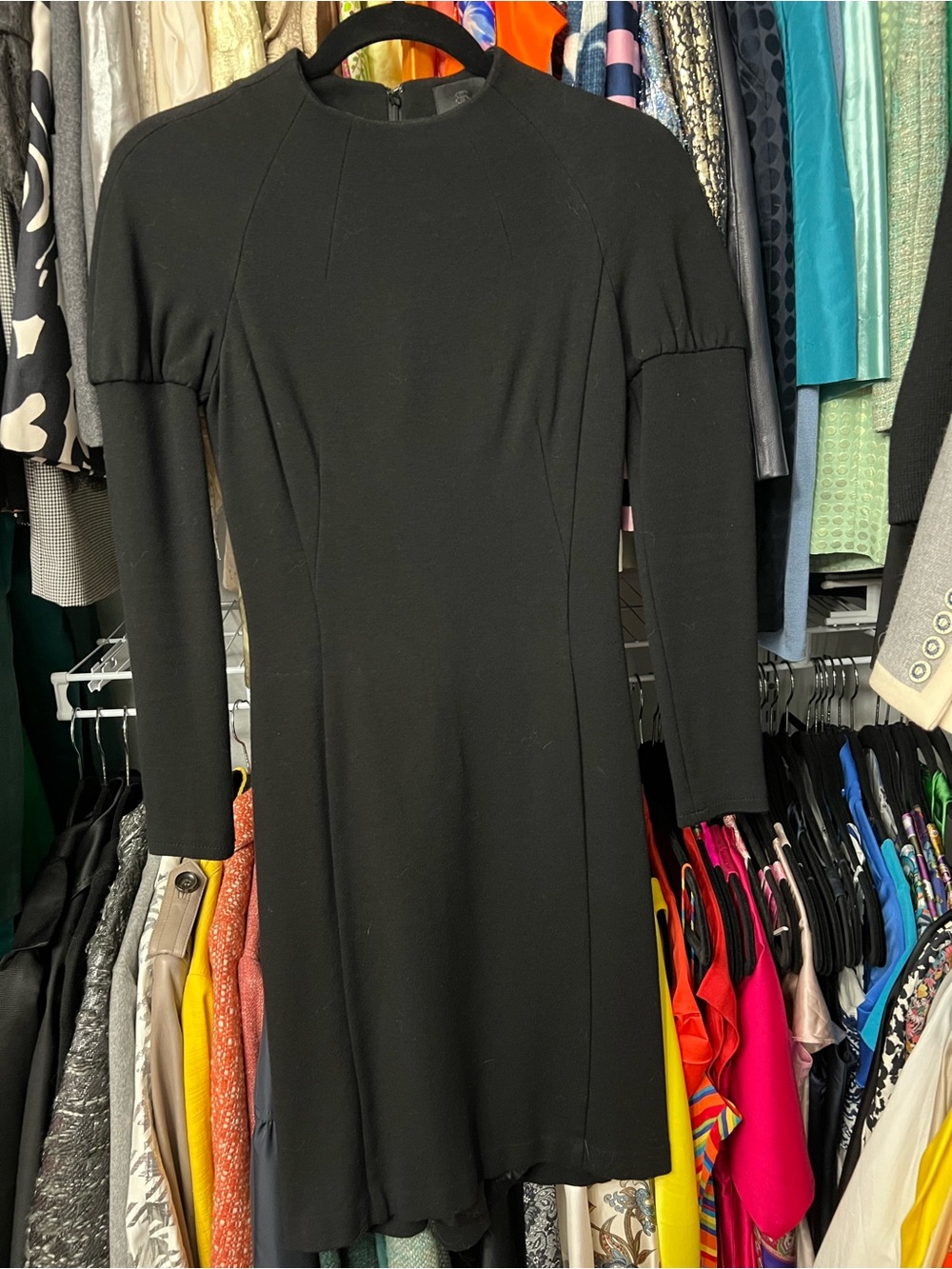 Banana Republic Monogram Black Long-Sleeve Sheath Dress